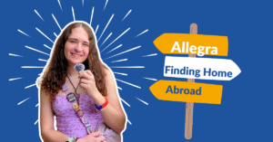 Allegra during her interview about teaching English in Madrid